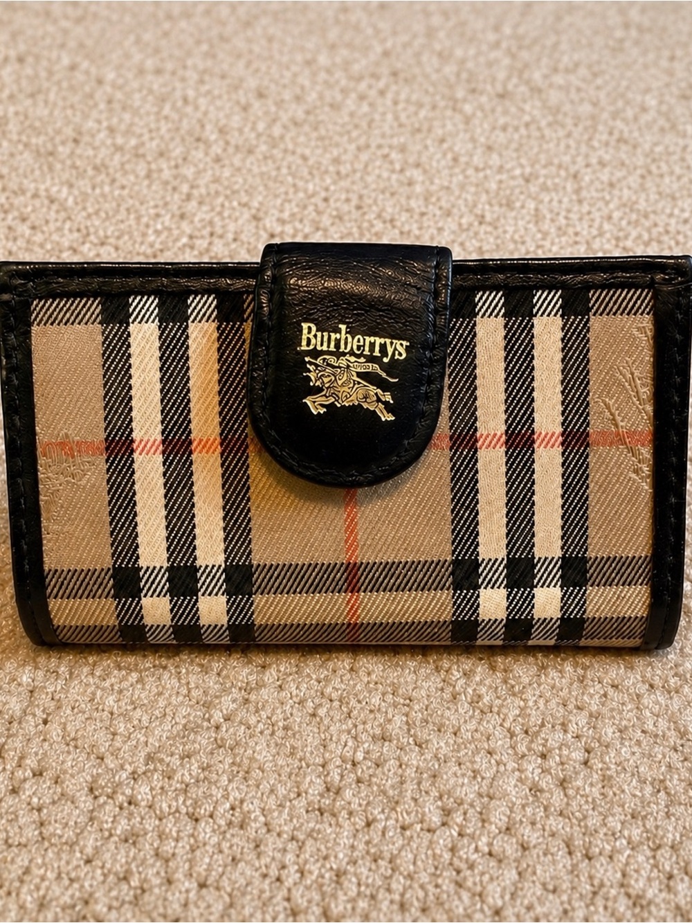 Burberrys Nova Check Leather Key Holder